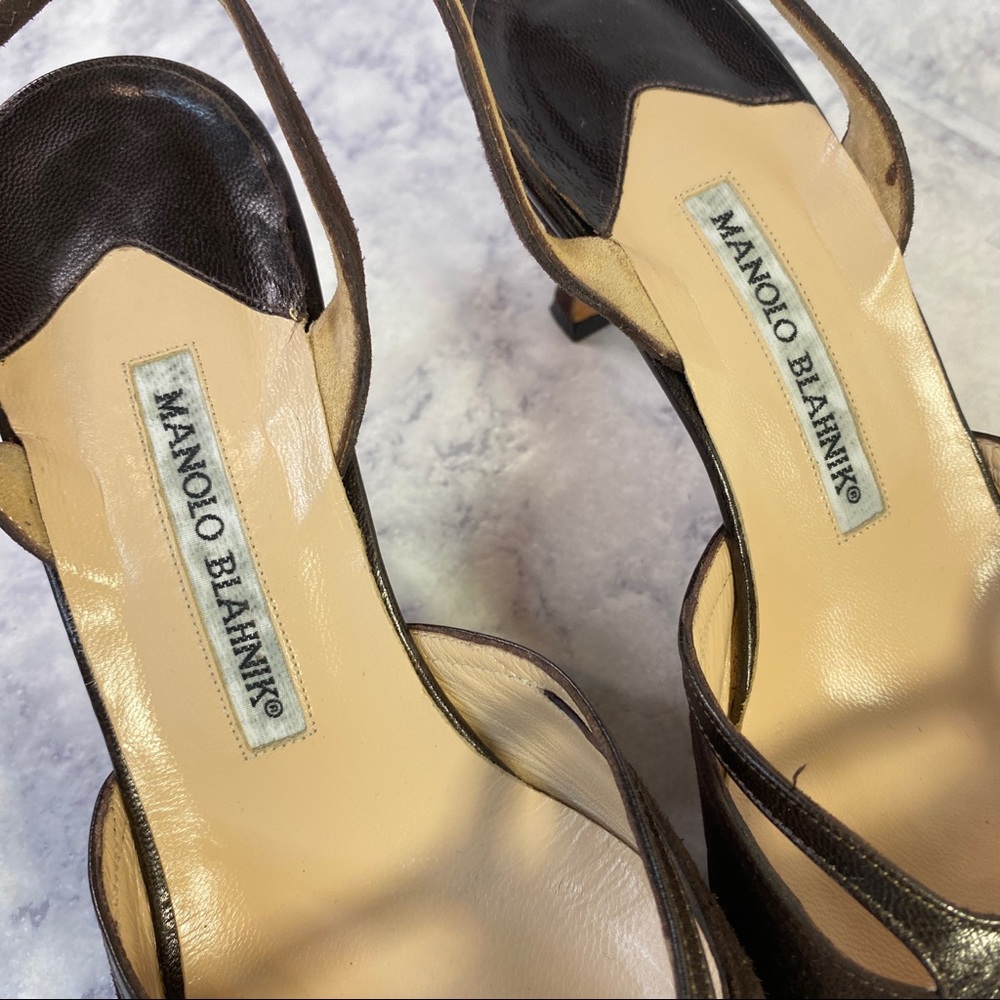 Manolo Blahnik Suede Slingback Heels 39.5 - Picture 9 of 10